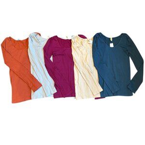 5 NEW Nikibiki Soft Long Sleeve Scoop Neck Tops